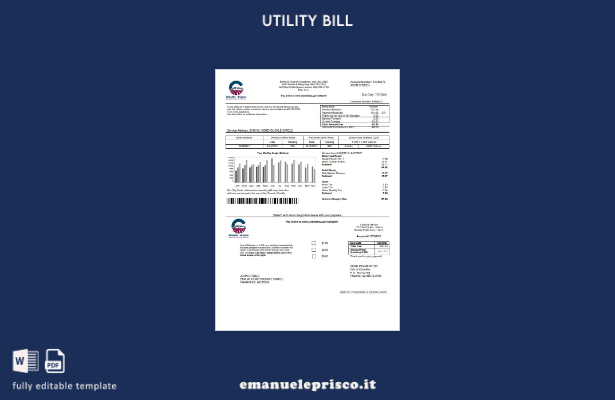 modello di fattura di stile verificato USA Arizona Chandler Utilities